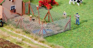 Faller 180414 H0 Maschendrahtzaun mit Holzpfosten, 340 mm