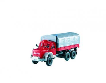 Kibri H0 18264 Feuerwehr MAGIRUS Jupiter mit Pritsche und Plane