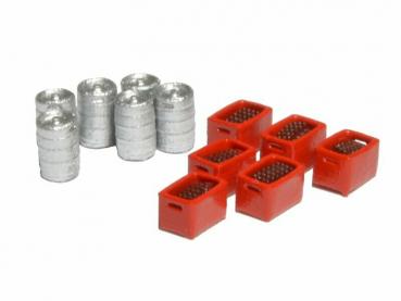 Ntrain 21243 N 6 Bierfässer, 6 Netzboxen mit braunen Flaschen Ntrain 21243 N 6 Bierfässer, 6 Netzboxen mit braunen Flaschen