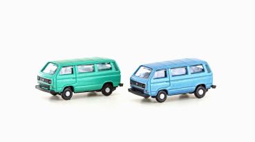 Lemke Minis LC4347 VW T3 2ER SET BUS GRÜN+BLAU (METALLIC SERIE)