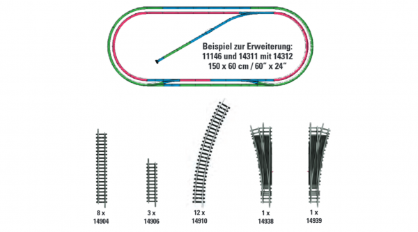 Minitrix N 14312 Gleis-Ergänzungs-Set H2