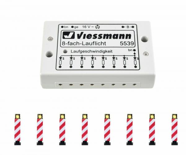 Viessmann 5040 H0 Warnbaken, 8 Stück mit Lauflichtelektronik