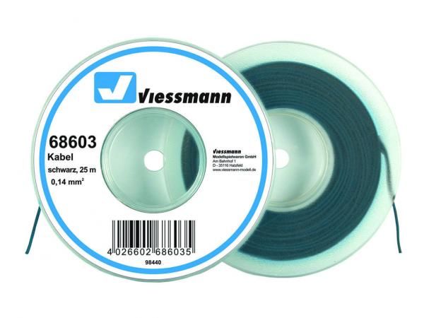 Viessmann 68603 25 m Kabel, 0,14 mm²,schw.