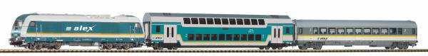 Piko H0 57139 Start-Set mit Bettung Herkules "Alex" mit 2 Personenwagen