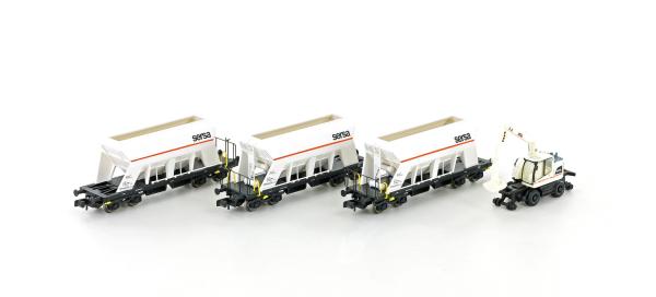 Jägerdorfer  LC66306 3ER SET SCHÜTTGUTWAGEN + LIEBHERR A922 RAIL SERSA, EP.VI