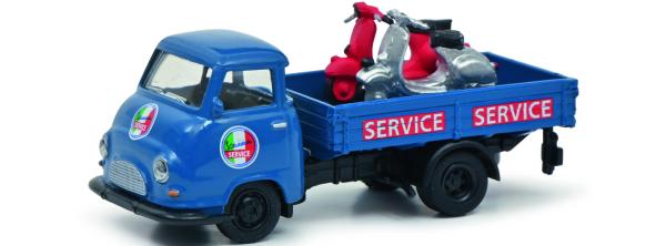 Schuco 452661400 LKW-Modell Hanomag Kurier Pritsche mit 2 Vespas in der Farbe blau